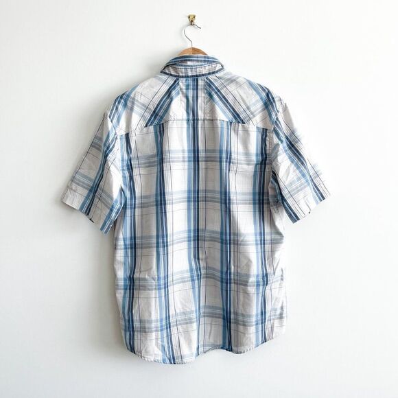 Cloudveil Mens Shirt Casual Button Down Regular Fit Plaid Short Sleeved Large - Picture 2 of 9